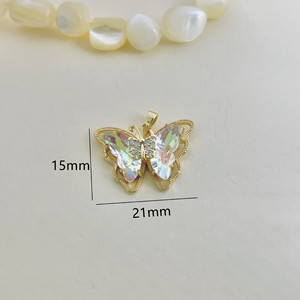 Pendentif Papillon en Cuivre Plaqué Or Incrusté de Zircons pour Fabrication de Colliers, Composant de Bijoux DIY, Été 2025 - Product Image 3