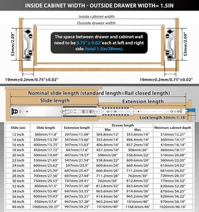 Glissière de tiroir Heavy Duty Undermount 100kg Capacité Fermeture douce pour armoires de cuisine Gym - Product Image 4