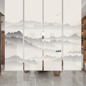 Pantalla de partición de cortina de rodillo especial con estampado de elevación eléctrica con patrón de paisaje de estilo japonés-chino - Product Image 2