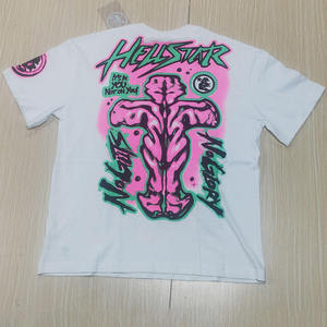 Vendita diretta in fabbrica serie Trendy Hell e Star stampate in puro cotone da uomo magliette estive Casual a maniche corte da donna - Product Image 4