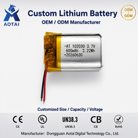 Batterie Li-polymère rechargeable 3,7 V 600 mAh 102030, batterie lithium-ion polymère Lipo, connecteur JST pour montre pour enfants, bracelet de fitness