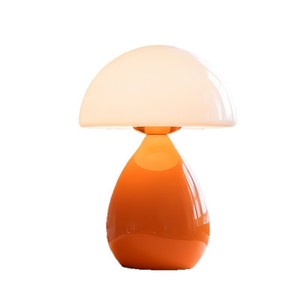 Lampe de table moderne en bois jaune en forme de champignon avec contrôle tactile, LED blanc chaud à intensité variable, alimentée par piles, veilleuse pour chambre à coucher - Product Image 2