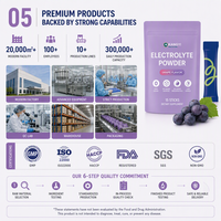 Sachets de poudre d'électrolytes sans sucre, 5 électrolytes, potassium, vitamine C, mélange pour boisson hydratante, saveur raisin, OEM, 15 sachets