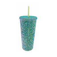 Vaso de Plástico de 24 oz con Diseño Multipatrón, Lujoso, con Purpurina Aplicada a Mano, en Caja de Regalo, Ecológico, Libre de BPA, Reutilizable, de Primera Calidad