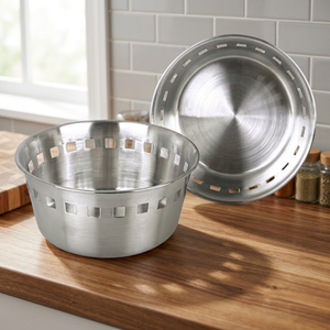 Stainless Steel Storage <b>Basket</b> Bowl with Perforated Design for Kitchen Organization - Product Image 2