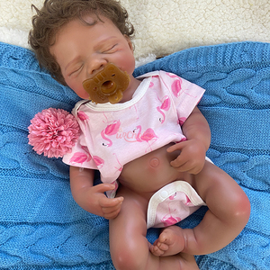 Bébé Reborn Afro-Américain avec Cheveux Implantés à la Main, 20 Pouces, Peau Foncée, Corps Entièrement en Silicone Souple, Poids Réaliste, Cadeaux de Collection - Product Image 2
