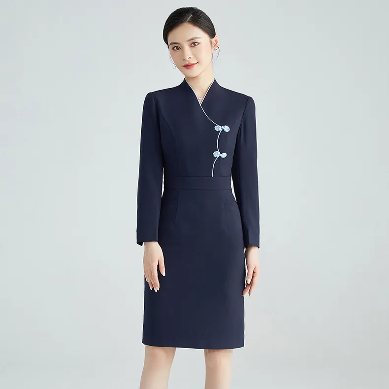 Hotel manager waiter work clothes autumn female hotel KTV front desk cashier slim and thin professional suit