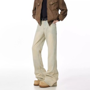 Factory Customised Wholesale Summer <strong>Men's</strong> Vintage Washed <strong>Dark</strong> Solid Lightweight Straight Fit Polyester/Cotton Denim <strong>Jeans</strong> - Product Image 2