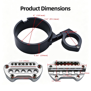 Support de jauge décalé CNC 39mm pour moto Harley Dyna 883 1200, support de compteur de vitesse, base chromée noire - Product Image 2