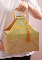 Sac cadeau créatif en tissu brodé avec poignée et pompon pour coffret cadeau de bienvenue du Ramadan avec insert en mousse