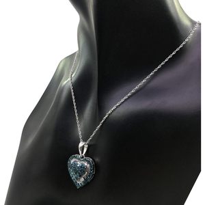 Collier avec pendentif en forme de cœur, 1,33 carats, diamant bleu blanc, taille brillant, plaqué rhodium, argent sterling 925, bijoux tendance pour femmes - Product Image 4