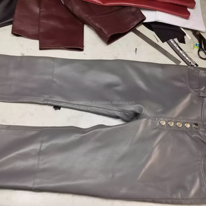 Genuine Leather Gray Pant Trouser for <b>Men</b> USA Fashion Streetwear Style <b>Slim</b> Lose Fit <b>Jeans</b> Pants - Product Image 1