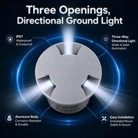 Luminaire encastré latéral à trois sorties, design à clipser pour cavité, montage encastré, étanche IP67 pour marches d'escalier