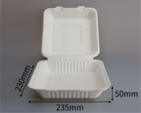 Vaisselle jetable, contenants alimentaires à emporter en plastique biodégradable à 3 compartiments de 9 pouces, boîte à lunch