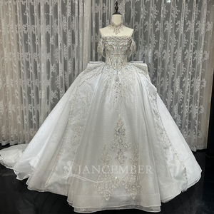 Wx289 Strapless Dress With Rhinestone Sequins Embellishments Heavy Industry <b>Wedding</b> Dress Jancember - Product Image 2