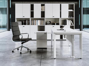 Escritorio de oficina modular moderno de estilo nórdico, Panel sólido con gabinete lateral, mesa de gerente ejecutivo para el dormitorio del hogar - Product Image 2