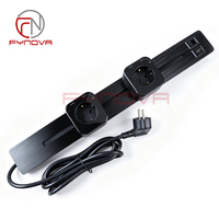 Sistema de Riel Eléctrico para Escritorio de Oficina en Casa, Longitud Personalizable, Enchufe Eléctrico Universal Ajustable con USB, HD, RJ45