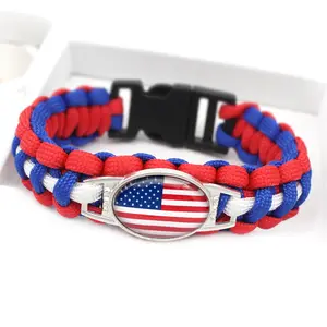 manufacturer custom paracode american flag paracord bracelet,wholesale plastic buckle paracode usa flag bracelet