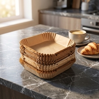 Papier sulfurisé double face en silicone, imperméable et anti-graisse, non blanchi, de qualité supérieure, pour friteuse à air, emballage alimentaire jetable