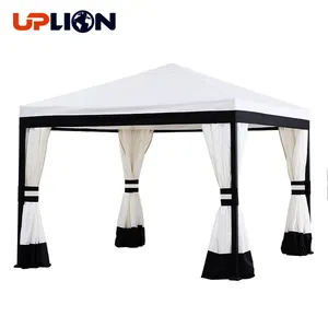 Uplion लक्जरी धातु गार्डन आंगन Marquis 10x10 फुट। सफेद और काले स्टील मंडम Gazebo