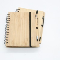 Carnet de notes écologique 13x18 cm avec couverture en bambou et pulpe de bois, spirale, avec stylo, coffret cadeau, style bureau professionnel, papeterie pour étudiants