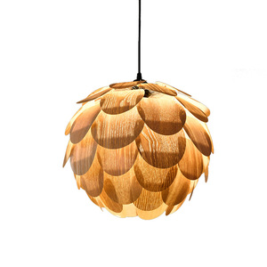 Wooden Pendant <b>Light</b> Round Led Chandelier For Hotel Bar Dining Room Bedroom Living Room Creative Chinese Style Lighting - Product Image 5