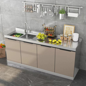 Armadio moderno da esterno in acciaio inossidabile semplice lavabo da stufa multifunzionale armadio integrato assemblato a parete 5 - Product Image 5