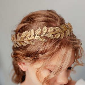 Serre-tête Orné de Feuilles Dorées Électroplaquées Style Baroque Vintage Tendance pour <span class=keywords><strong>Mariée</strong></span> - Product Image 1