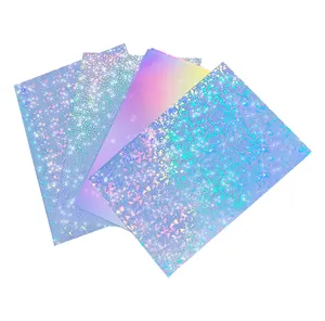 Stok kartu Glitter holografis lembar kertas berbagai macam stok kartu reflektif untuk Smart Die mesin pemotong Scrapbook pembuatan kartu
