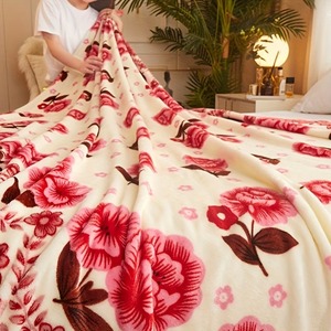 Floral Print Plush Raschel <b>Blanket</b> Rectangular Pastoral Style Anti-Pilling Home Use Spring Season Machine Washable - Product Image 2