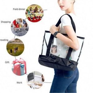 New <b>Large</b> Capacity Transparent Tote <b>Bag</b> Letter Printing Clear Pvc Tote <b>Beach</b> Shoulder <b>Bag</b> Jelly Travel Shoulder Shopping <b>Bags</b> - Product Image 4