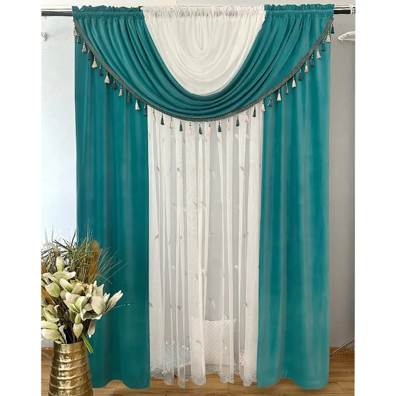 American Style Super Soft Italian velvet green luxury curtains For Living Room