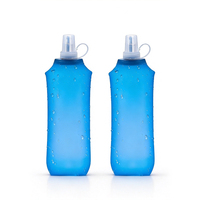 Bouteille d'eau pliable en silicone ultra-légère 500 ml avec logo personnalisé, étanche, souple, pour la course à pied et le cyclisme en extérieur