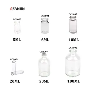 Fanen 30Ml 50Ml 10Ml Transparante Glazen Druppelflesje Farmaceutische 5Ml Lab Injectieflacon