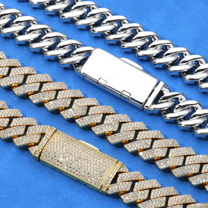 สร้อยคิวบาลิงค์แบบมีประดับเพชรโมอิสซาไนต์คุณภาพสูงสั่งทำพิเศษ เงินแท้ 925 ชุบทอง 18K ประดับแบบ Bezel Set สไตล์ฮิปฮอป สร้อยคอแบบ Iced พร้อมเครื่องทดสอบ - Product Image 2