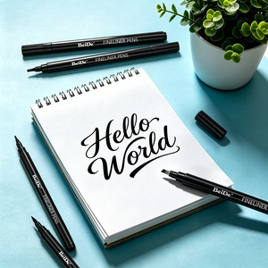 Set di 6 Penne Calligrafiche di Alta Qualità con Punta a Pennello e Inchiostro Nero, Personalizzabili con LOGO, <span class=keywords><strong>per</strong></span> <span class=keywords><strong>Lettering</strong></span>, Disegno e Illustrazioni - Product Image 4
