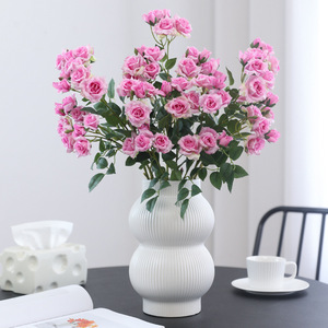 Petit <span class=keywords><strong>bouquet</strong></span> <span class=keywords><strong>de</strong></span> <span class=keywords><strong>roses</strong></span> artificielles <span class=keywords><strong>de</strong></span> 50 cm, ornements floraux pour accessoires <span class=keywords><strong>de</strong></span> photographie <span class=keywords><strong>de</strong></span> mariage et décoration <span class=keywords><strong>de</strong></span> salon - Product Image 2