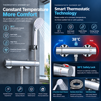 Robinet de baignoire mural thermostatique en laiton chromé poli, mitigeur thermostatique de douche, usage hôtelier, avec cartouche céramique