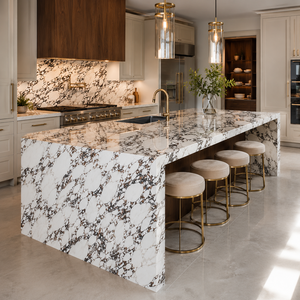 Losa de piedra sinterizada con aspecto de mármol Calacatta Viola violeta, baldosa de porcelana con aspecto de mármol pulido, 1600 x 3200 x 12 mm - Product Image 4