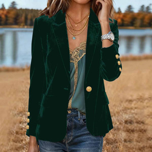 <span class=keywords><strong>Blazer</strong></span> de <span class=keywords><strong>Mujer</strong></span> Tejido con Cuello Mao y Botones, Estilo Occidental Elegante, Otoño-Invierno 2025, para Europa y América - Product Image 4