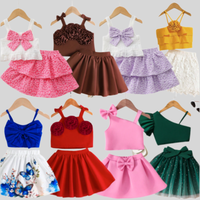 Ensemble deux pièces mignon pour filles - Ensemble jupe courte et haut à col pour bébé fille