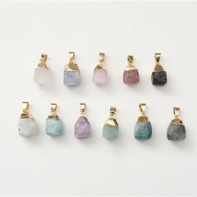 natural stone necklace Pendant Raw gemstone accessories quartz birthstone charms drop crystal pendants