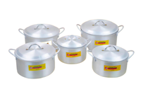 Ensemble de 5 casseroles en aluminium 20 22 24 26 28 cm avec couvercle et poignées double face