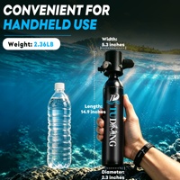 TUDIVING 0.5L Bouteille de plongée sous-marine portable haute pression en aluminium pour sports de plein air, autonomie 5-7 min, avec corde de sécurité