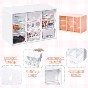 Caja de Almacenamiento de Plástico de 3 Niveles con Cajón y 9 Compartimentos, Mini Gabinetes para Joyería, Cosméticos, Cuentas, Material de Oficina y Manualidades, Venta al Por Mayor - Product Image 4