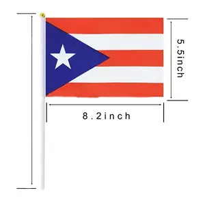 Bandiera a mano promozionale con bandiera a mano portorico personalizzata all'ingrosso del sole