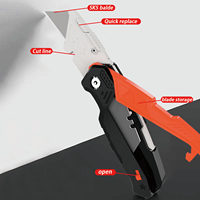 Couteau utilitaire pliable multifonctionnel compact industriel DIY, 5 lames en acier au carbone, rangement intégré des lames, repose-pouce portable