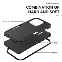 3 en 1 Heavy Duty Armor Case Pour iphone 16 15 14 13 12 11 Pro Max Plus pro Dur Anti-Rayures Robuste De Protection avec Couverture Complète
