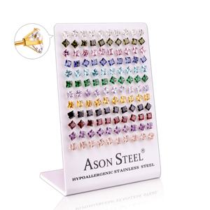 Présentoirs pour boucles d'oreilles en or, boucles d'oreilles clous en pierre à prix abordable, ensemble de boucles d'oreilles en acier inoxydable - Product Image 1