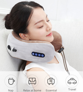 2026 Multifunktionales Großhandels-U-förmiges elektrisches Nackenmassagekissen mit Shiatsu-Infrarot und Samt-Memory-Schaum, USB-betrieben - Product Image 2